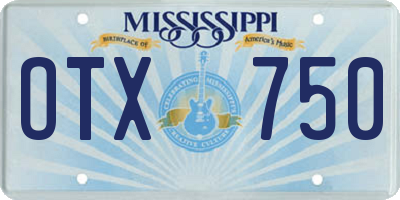 MS license plate OTX750