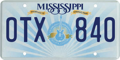 MS license plate OTX840