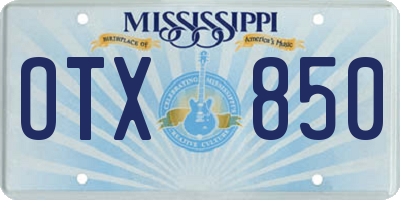 MS license plate OTX850