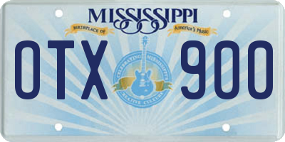 MS license plate OTX900