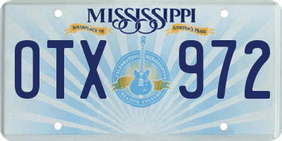 MS license plate OTX972