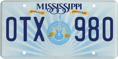 MS license plate OTX980