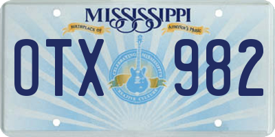 MS license plate OTX982