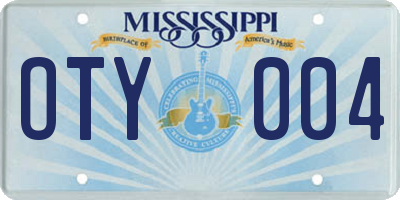 MS license plate OTY004