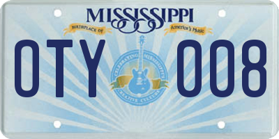 MS license plate OTY008