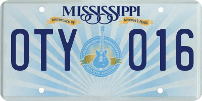 MS license plate OTY016