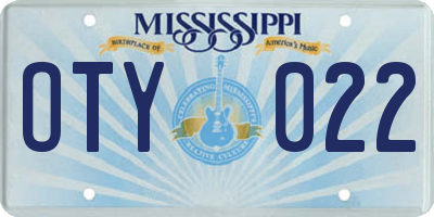 MS license plate OTY022