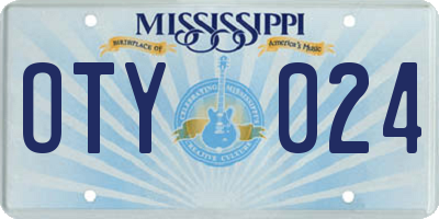 MS license plate OTY024