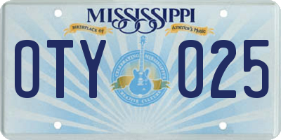 MS license plate OTY025
