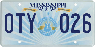 MS license plate OTY026