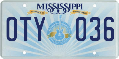MS license plate OTY036