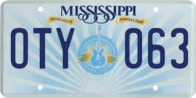 MS license plate OTY063
