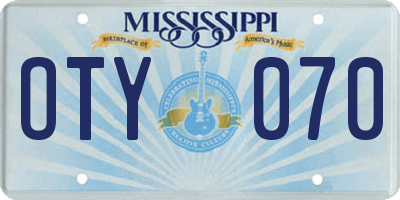 MS license plate OTY070