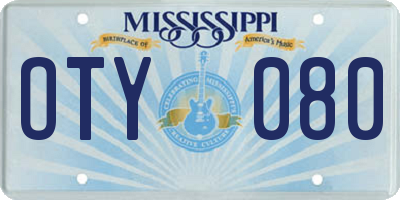 MS license plate OTY080