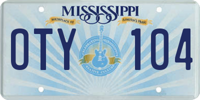 MS license plate OTY104