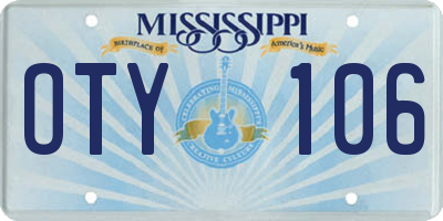 MS license plate OTY106