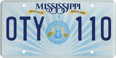 MS license plate OTY110