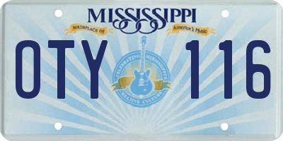 MS license plate OTY116