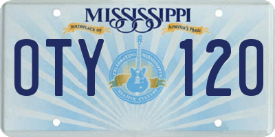 MS license plate OTY120