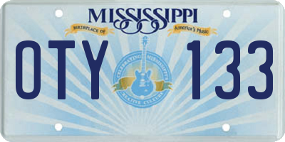 MS license plate OTY133