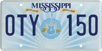 MS license plate OTY150
