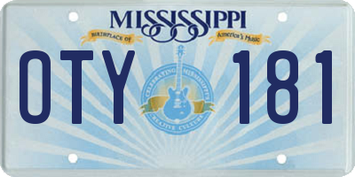 MS license plate OTY181