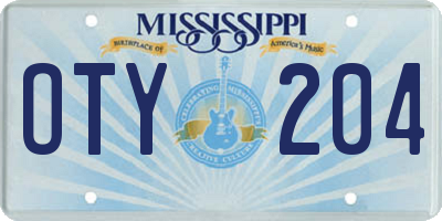 MS license plate OTY204