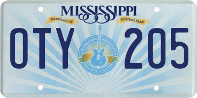 MS license plate OTY205