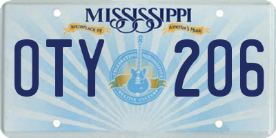 MS license plate OTY206