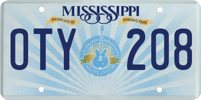MS license plate OTY208