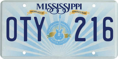 MS license plate OTY216