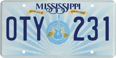 MS license plate OTY231