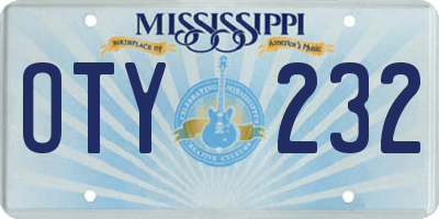 MS license plate OTY232