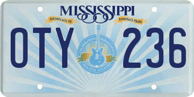 MS license plate OTY236