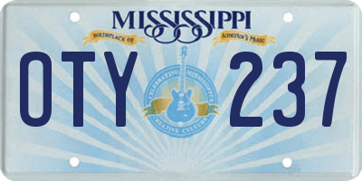 MS license plate OTY237