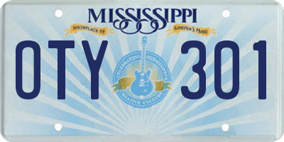 MS license plate OTY301