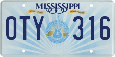 MS license plate OTY316