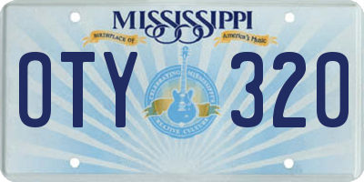 MS license plate OTY320