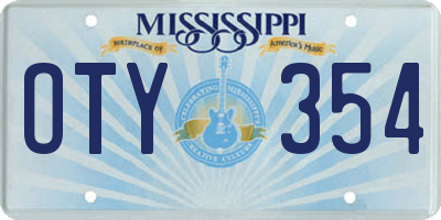 MS license plate OTY354