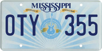 MS license plate OTY355