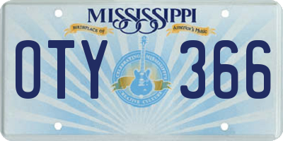 MS license plate OTY366