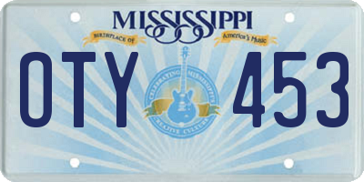 MS license plate OTY453