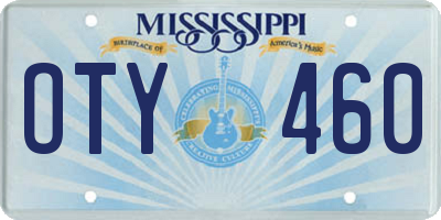 MS license plate OTY460