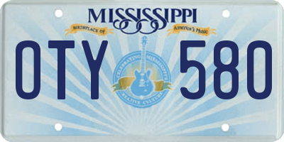 MS license plate OTY580