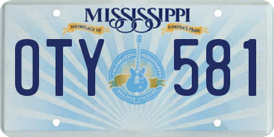 MS license plate OTY581