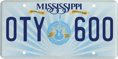 MS license plate OTY600