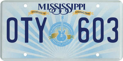 MS license plate OTY603