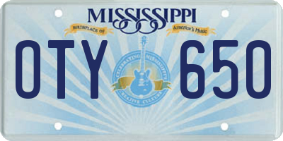 MS license plate OTY650