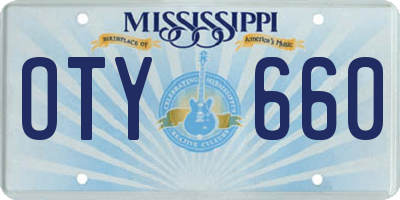 MS license plate OTY660