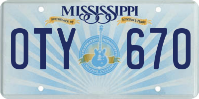 MS license plate OTY670